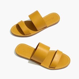 Madewell Boardwalk Tan Leather Slide Sandals Double Strap Minimalist Design 8